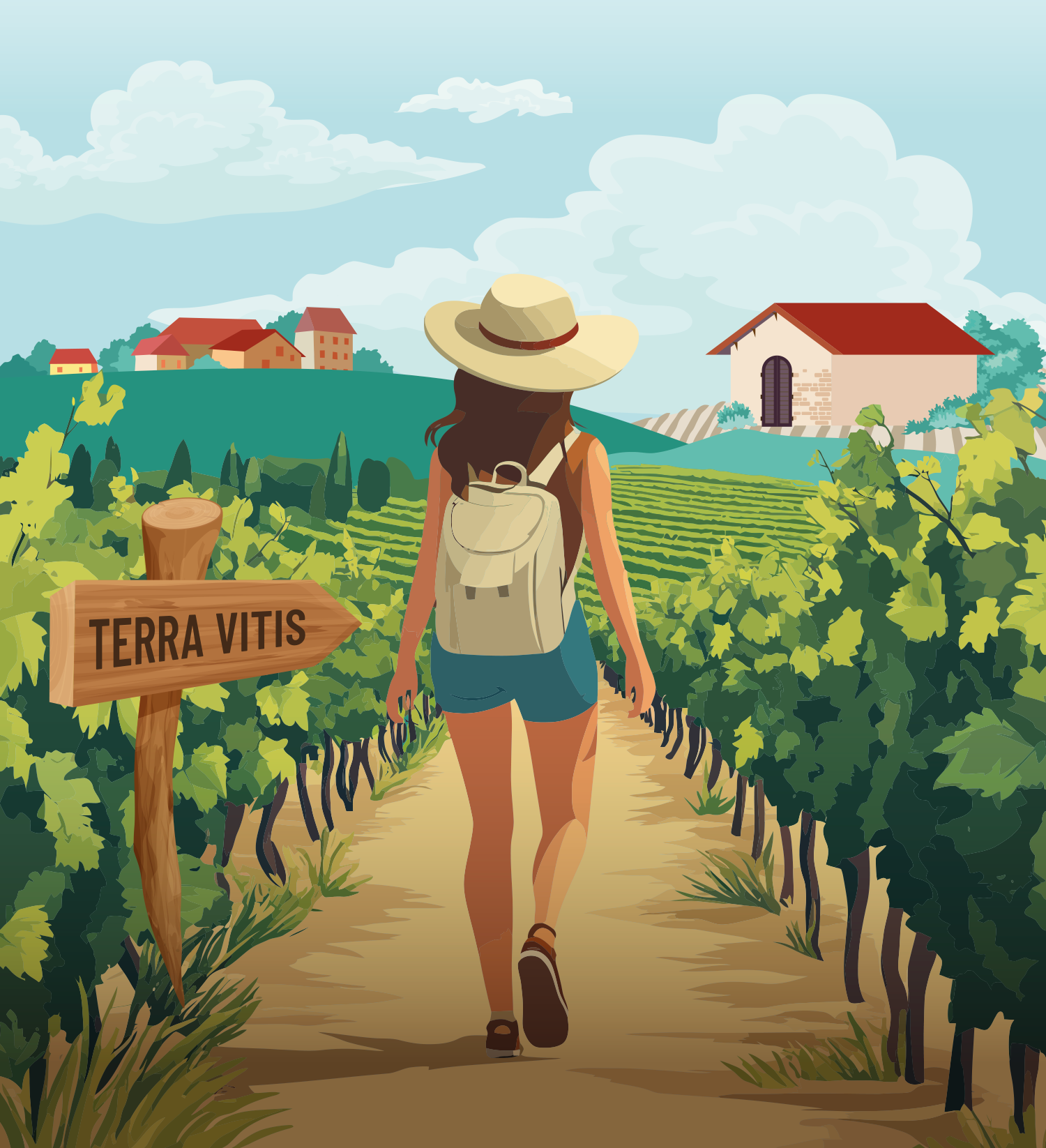 Une femme part visiter un domaine Terra Vitis